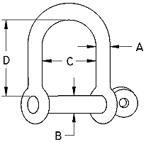 wide d shackle with screw pin drw